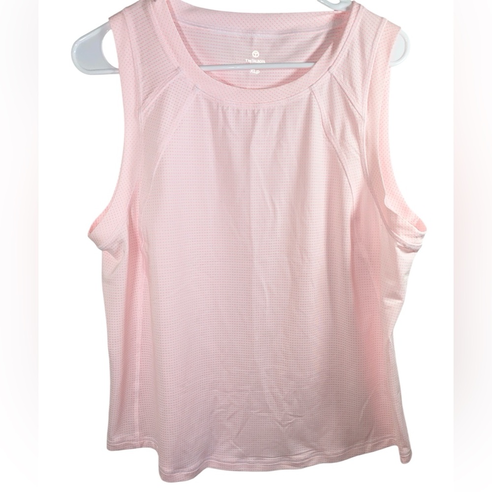 T by Talbots Women’s XL Petite Activewear Pink orange Polka Dot Tank Athleisure